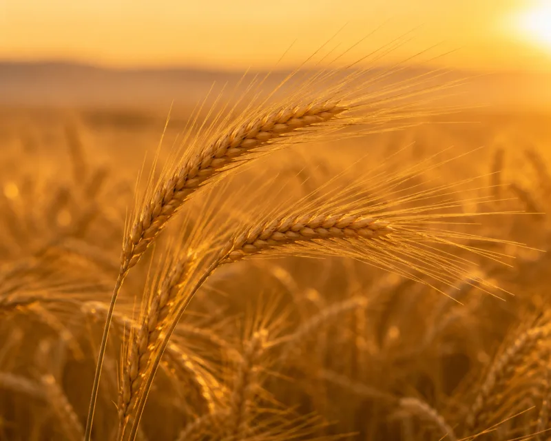 Begrannte Gerstenähren im Abendlicht
