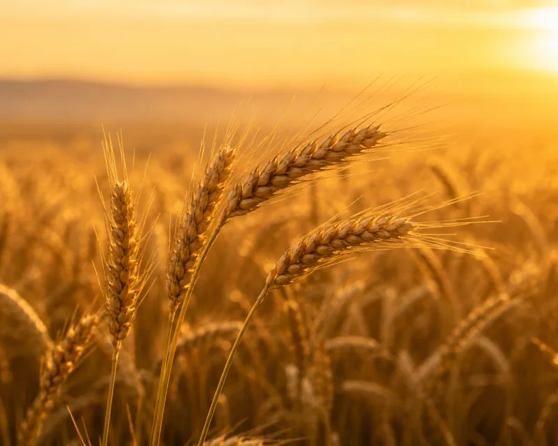 Reife Weizenähren im Abendlicht